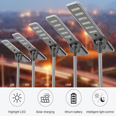 Energy Saving IP65 Integrated All In One Solar Streetlight Outdoor 60W 80W 100W