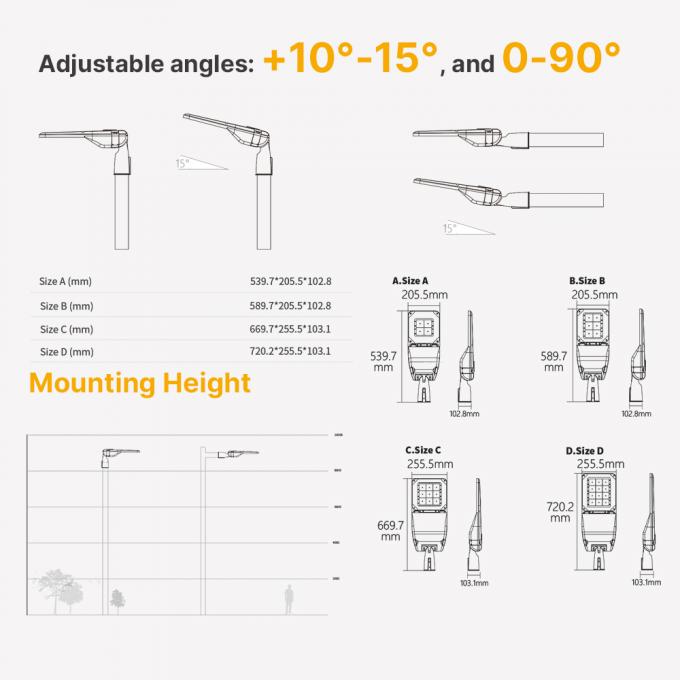 SMD3030 High Lumen AC LED Street Light 50W 70W Sistema de controlo de luz 3